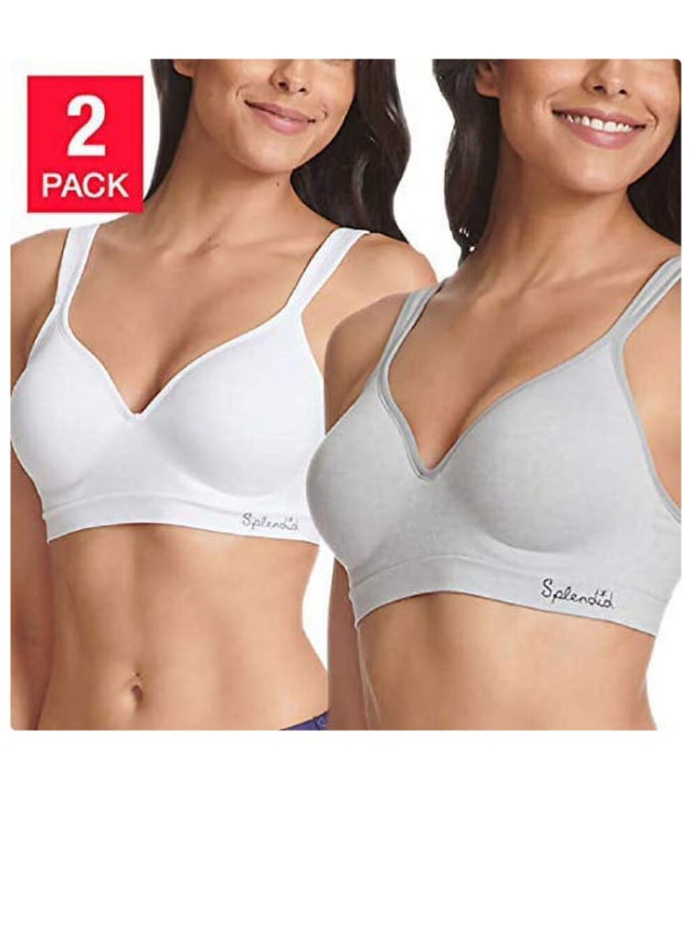 NEW Splendid Seamless Wireless Bra Size M (34-36) White and Gray